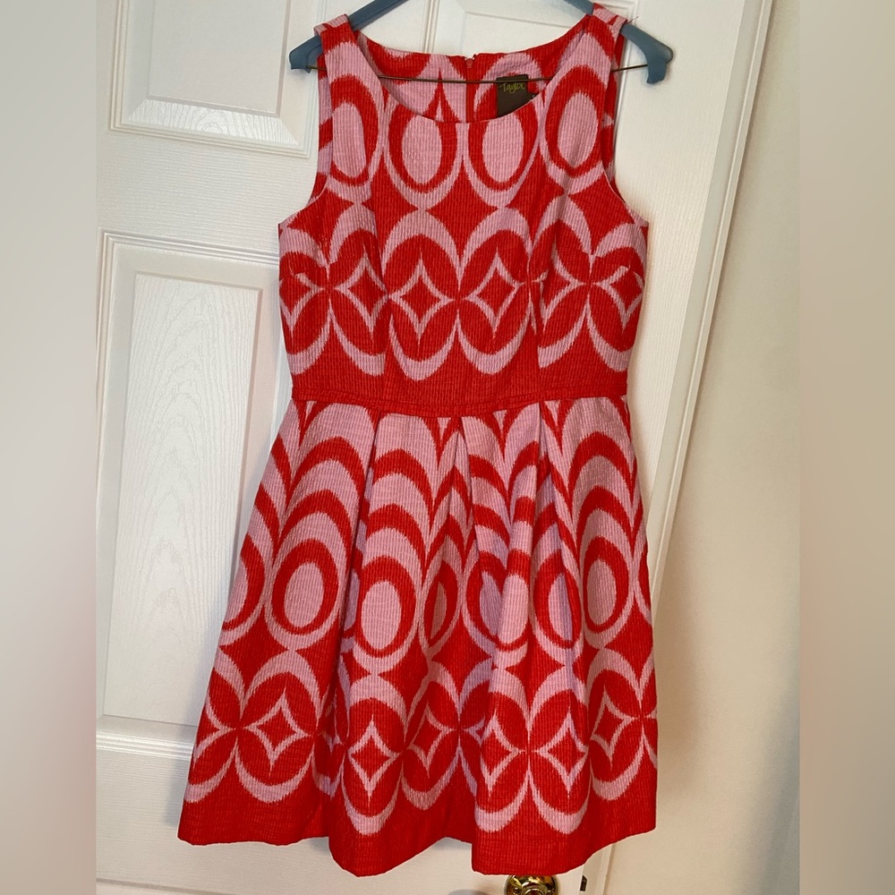 Just Taylor Pink and Orange fit and flare dress